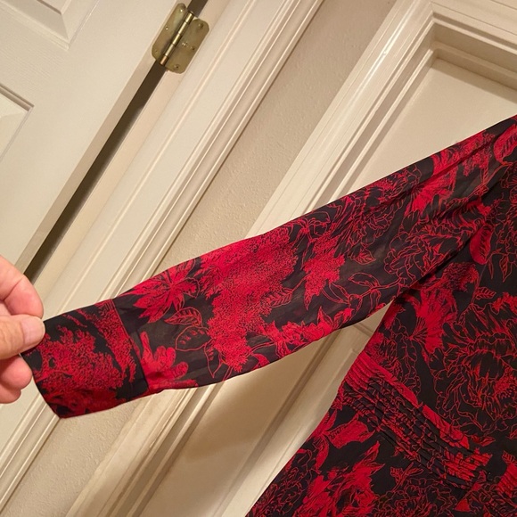 G.I.L.I Got It Love It Pleated A-Line Dress Long Sleeve Sz 6 Black & Red A384609 - Picture 12 of 15